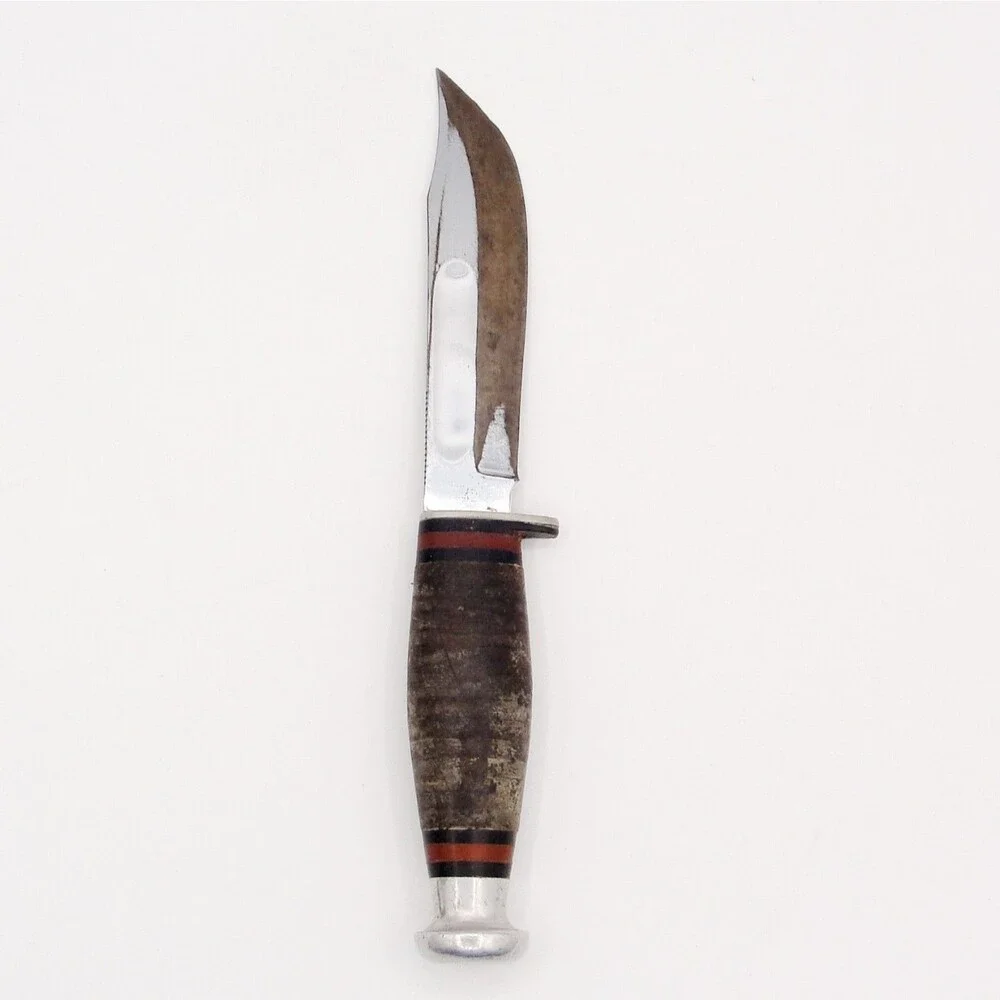 Vintage CASE Fixed Blade Hunting Knife Stacked Leather Handle 1940-1965 Era 8